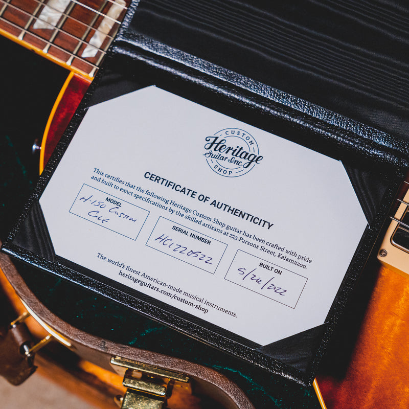 2022 Heritage Custom Shop Core Collection H-150 Electric Guitar, Tobacco Sunburst w/ OHSC - Used