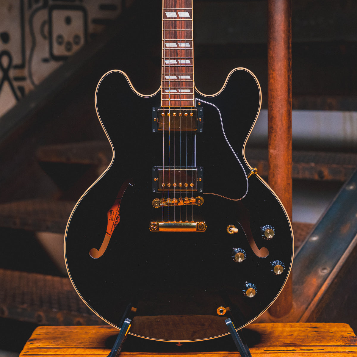 2023 Gibson ES-345 Electric Guitar, Ebony w/ Gold Hardware and OHSC - Used