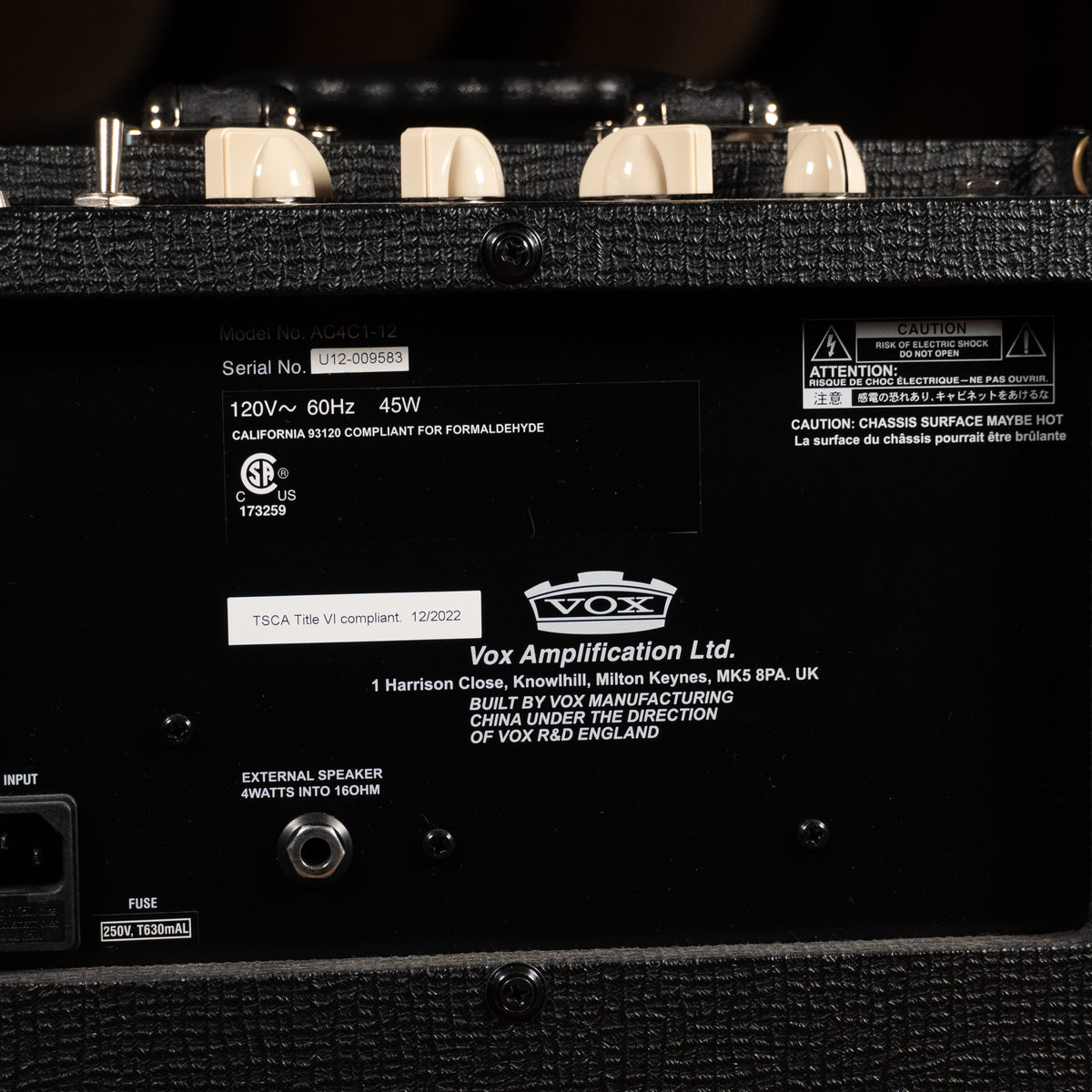 Vox AC4C1-12 4-Watt Tube Combo Guitar Amplifier - Used