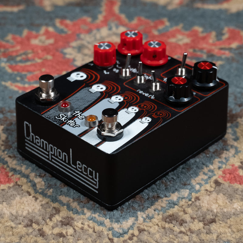 Champion Leccy Skitter V2 Reverb and Tremolo Effect Pedal, Black - Used