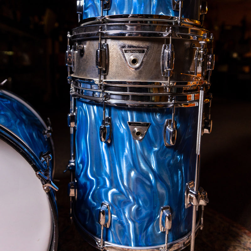 Ludwig Standard S-300 Drum Kit, Blue Satin Flame Rewrap w/ Aluminum Snare - Used