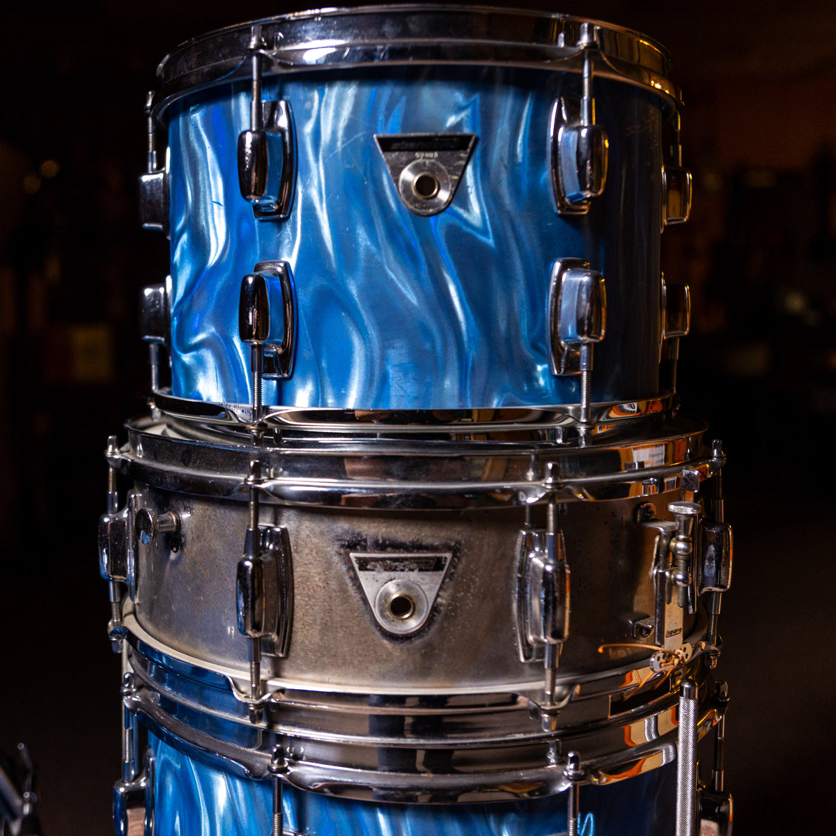 Ludwig Standard S-300 Drum Kit, Blue Satin Flame Rewrap w/ Aluminum Snare - Used