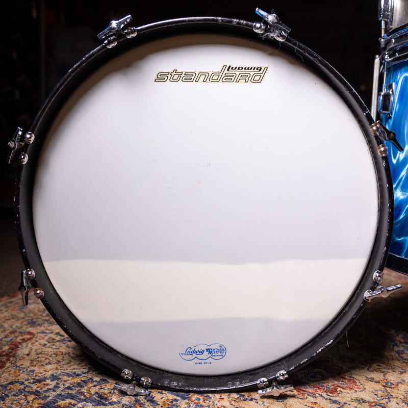 Ludwig Standard S-300 Drum Kit, Blue Satin Flame Rewrap w/ Aluminum Snare - Used