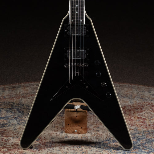 2022 Epiphone Dave Mustaine Flying V Custom Electric Guitar, Black Metallic w/ HSC - Used