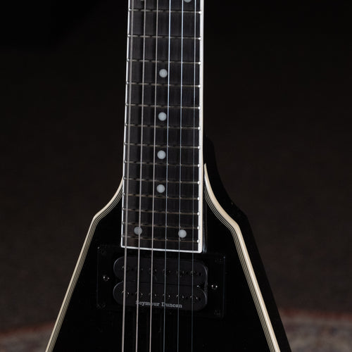 2022 Epiphone Dave Mustaine Flying V Custom Electric Guitar, Black Metallic w/ HSC - Used