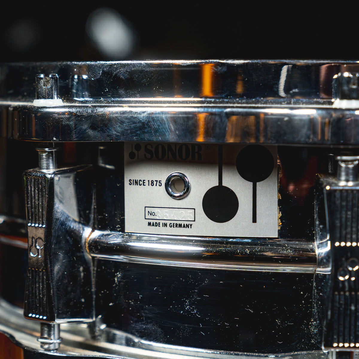 1993 Sonor D-500 Reissue 5"x14" Snare Drum w/Hella Hoops, Chrome - Used