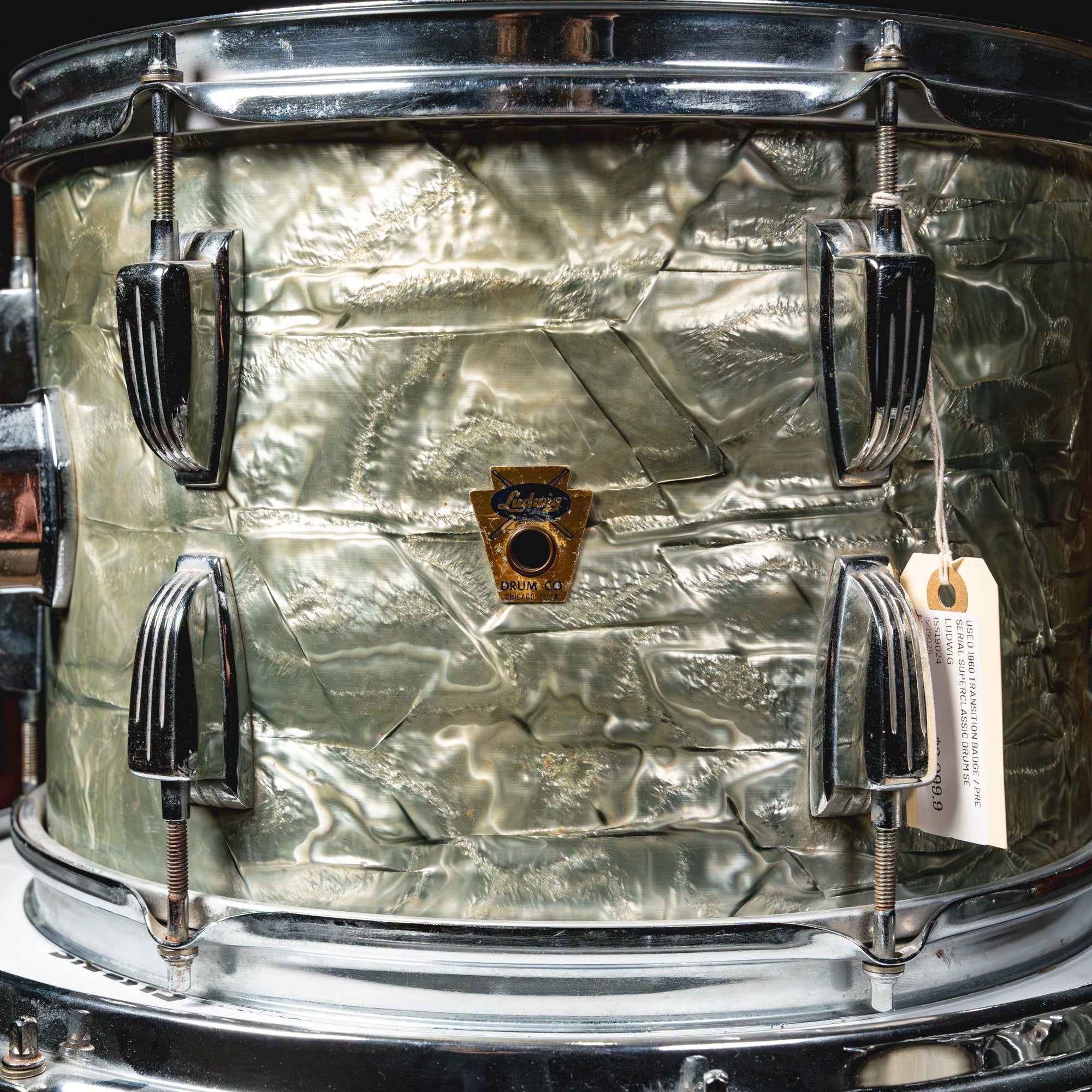 1960 Ludwig Superclassic Transition Badge Drum Set, Sky Blue Pearl