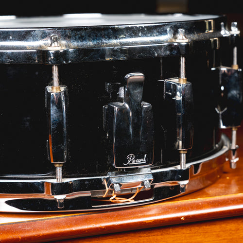 '90s Pearl 14 x 16.5" Master Custom Maple Snare Drum, Piano Black w/Box - Used