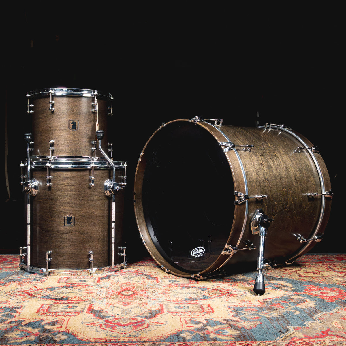 Dark Horse 3-Piece Maple Shell Drum Kit, Black Stain - Used