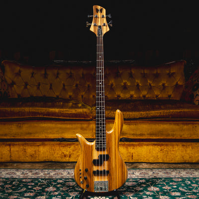 1986 Fodera Custom Monarch 4 Left Handed Electric Bass Guitar, Natural w/ Gig Bag