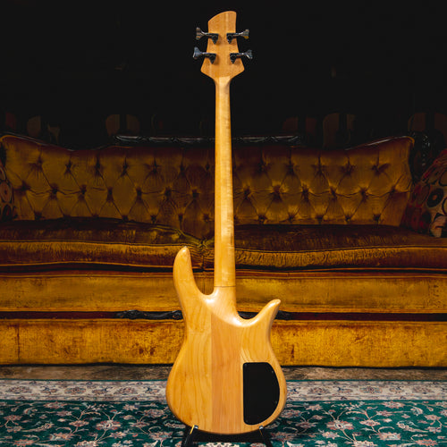 1986 Fodera Custom Monarch 4 Left Handed Electric Bass Guitar, Natural w/ Gig Bag