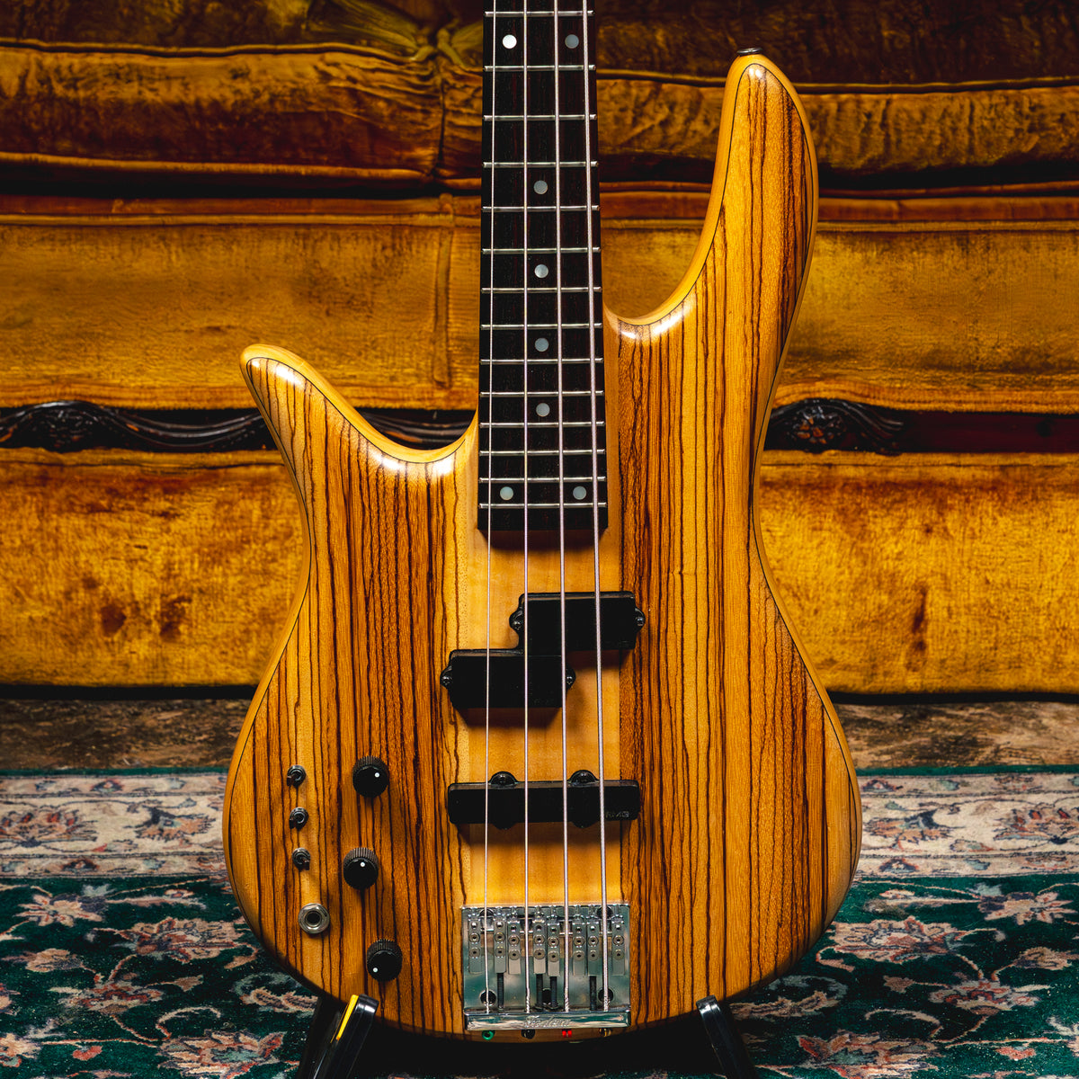 1986 Fodera Custom Monarch 4 Left Handed Electric Bass Guitar, Natural w/ Gig Bag
