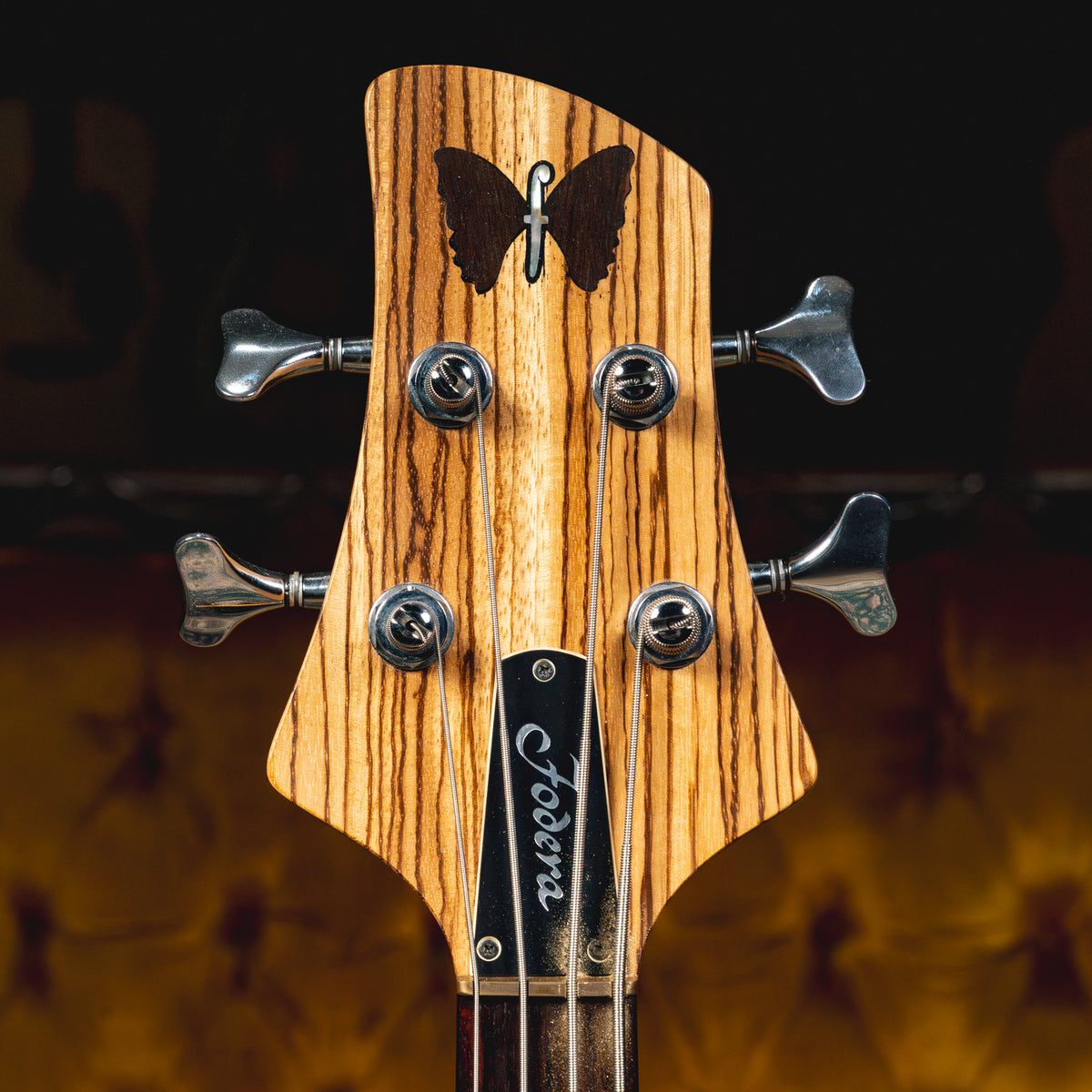 1986 Fodera Custom Monarch 4 Left Handed Electric Bass Guitar, Natural w/ Gig Bag
