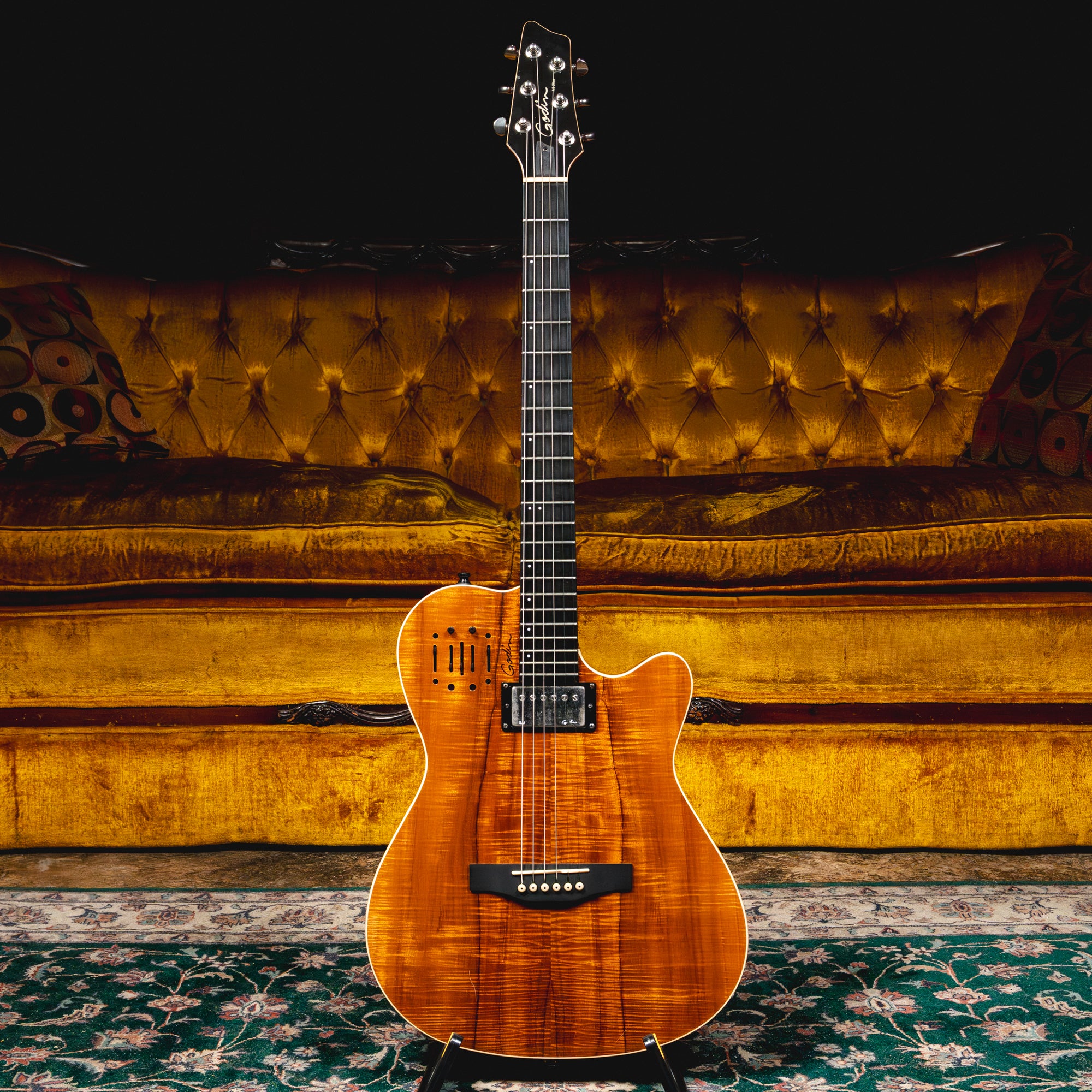 ギター Godin A6 Ultra KOA HG Godin A6 Ultra Koa Acoustic Guitar, Natural w/ Hard Case and Bag