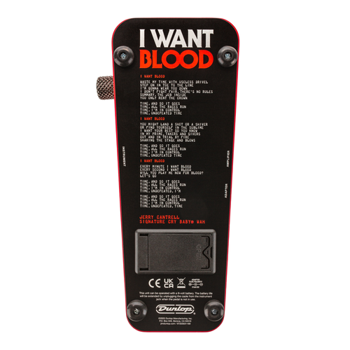Dunlop Limited Edition Jerry Cantrell I Want Blood Cry Baby Wah Effect Pedal