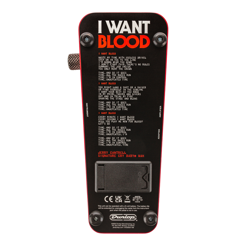 Dunlop Limited Edition Jerry Cantrell I Want Blood Cry Baby Wah Effect Pedal