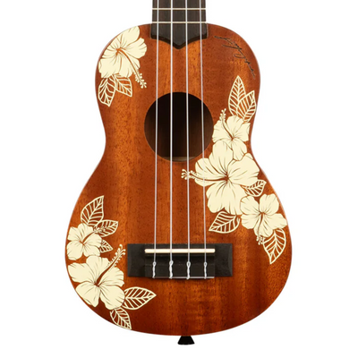 Kala Voyage Collection Hibiscus Mahogany Soprano Ukulele w/ Bag