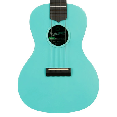 Kala Recycled Waterman Concert Ukulele, Matte Aqua Mist Glow-in-the-Dark w/ Tote