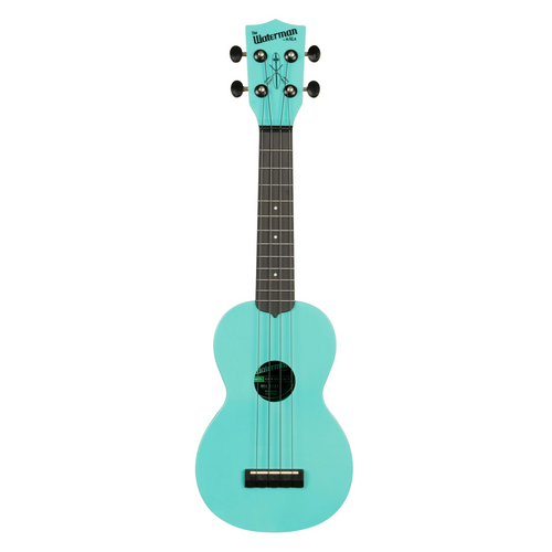 Kala Recycled Waterman Soprano Ukulele, Matte Aqua Mist Glow-in-the-Dark w/ Tote Bag
