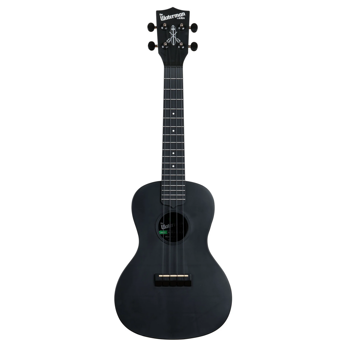 Kala Recycled Waterman Concert Ukulele, Matte Black Sand w/ Tote Bag