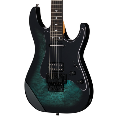 Kramer Volante Quilt HSFR Electric Guitar, Aqua Burst w/ Premium Gig Bag