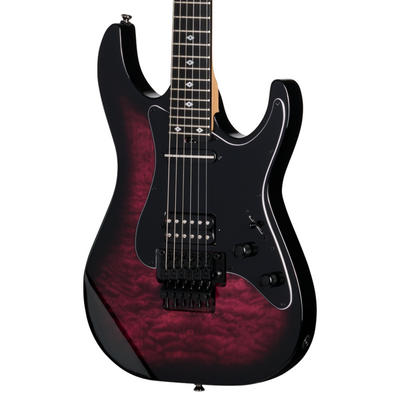Kramer Volante Quilt HSFR Electric Guitar, Magenta Burst w/ Premium Gig Bag