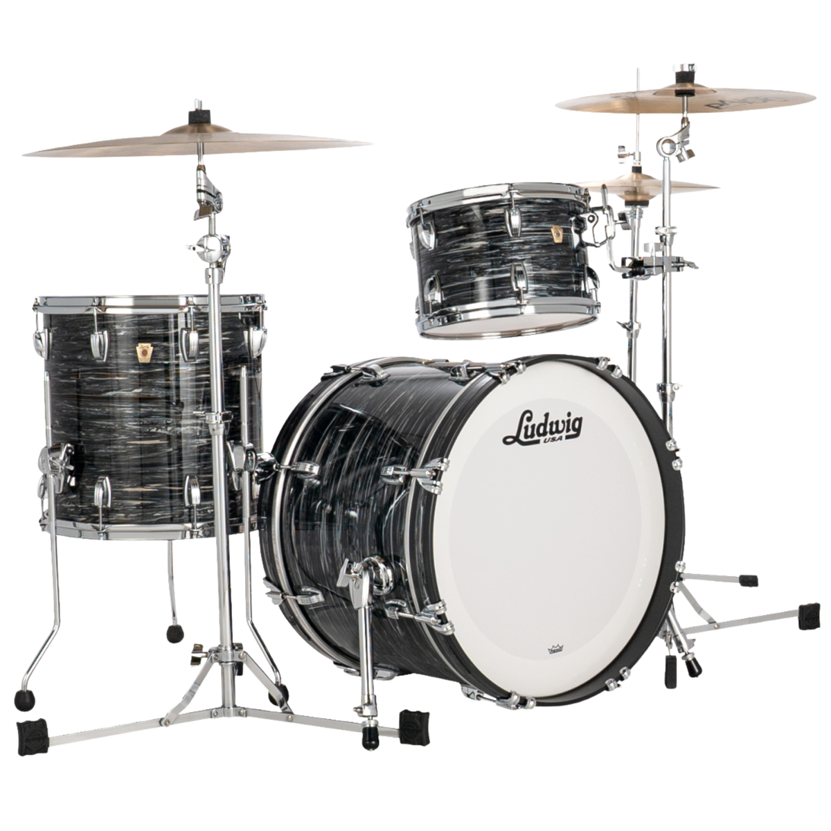 Ludwig Classic Maple Downbeat 3-Piece Shell Pack Drum Kit, Vintage Black Oyster
