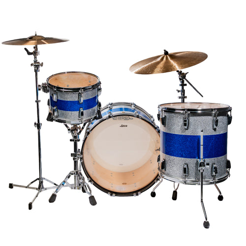 Ludwig Classic Maple Fab 3-Piece Shell Pack Drum Kit, Silver-Blue-Silver Triband