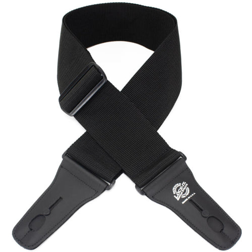 Lock-It Straps Series Poly Pro 3 Inch Guitar Strap, Black
