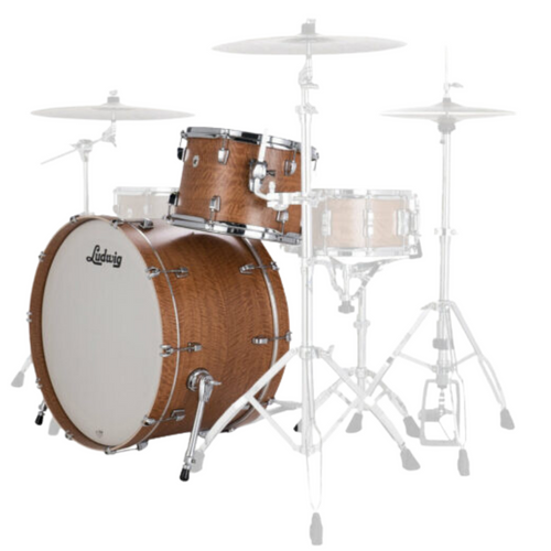 Ludwig Neusonic 3 Piece Fab Shell Pack Drum Kit, 22 Inch Bass Drum, Satin Wood