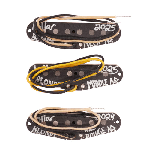 Lollar Strat Special Blonde Single Coil Pickup Set, Staggered, White Cover