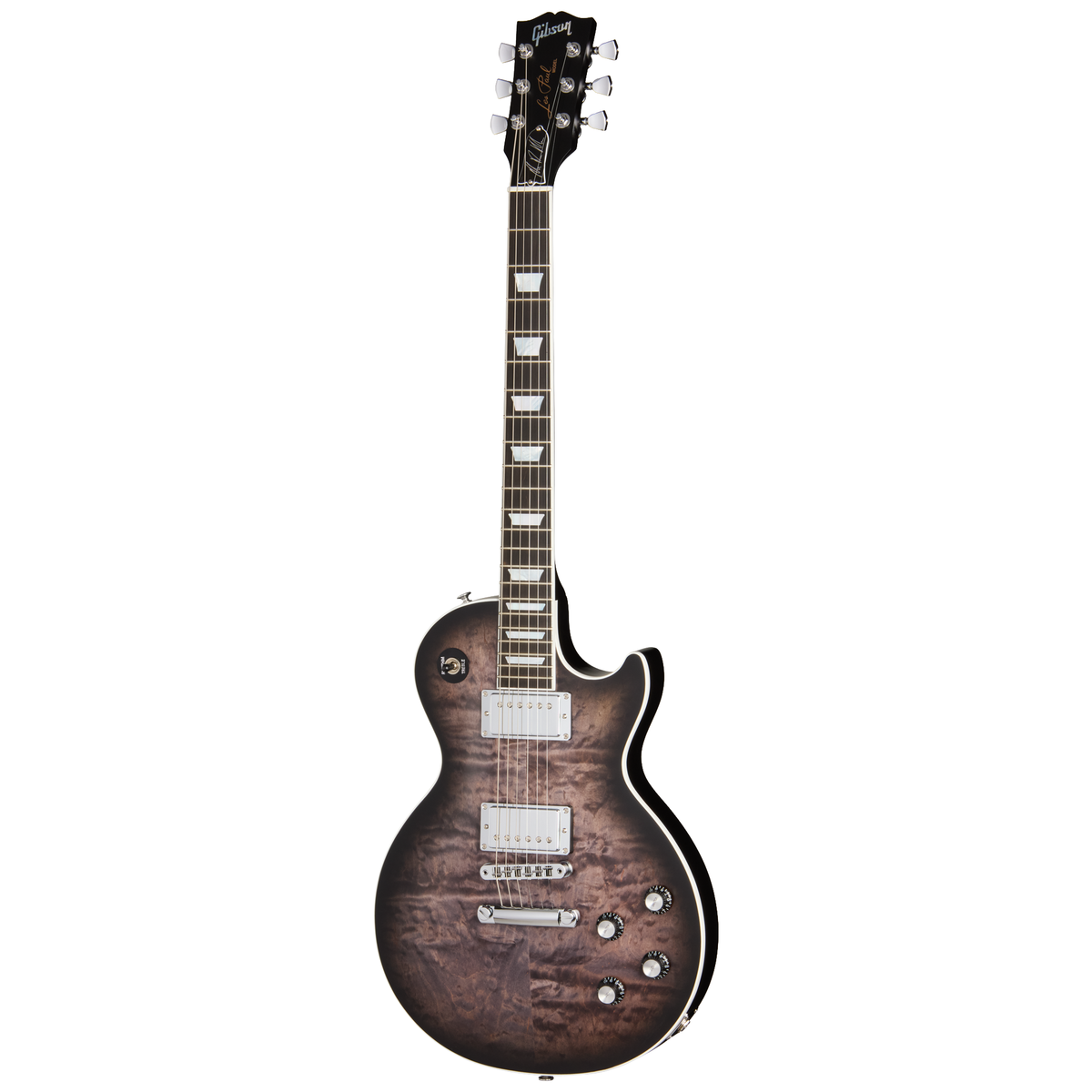 Gibson Mark Morton Les Paul Modern Quilt Electric Guitar, Translucent Ebony Burst Satin