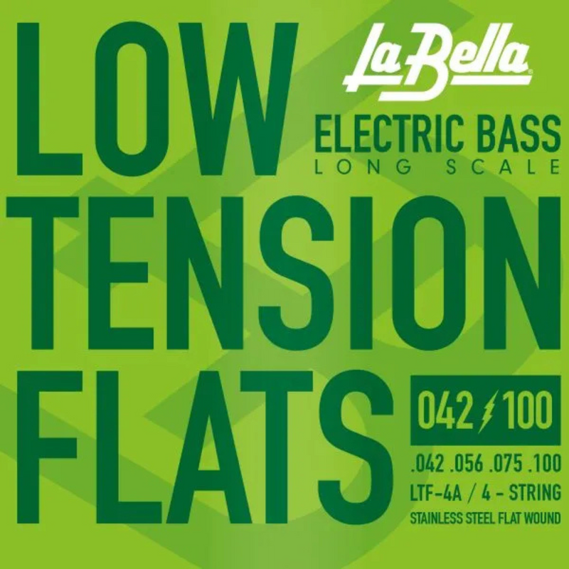La Bella LTF-4A Low Tension Flats Bass Guitar Strings, 42-100