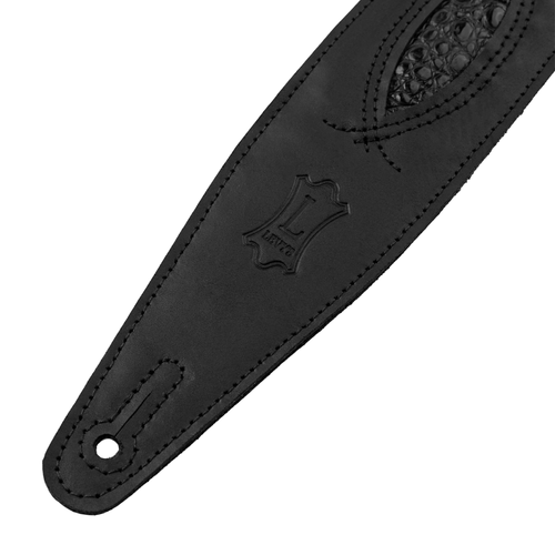 Levys Black Crocodile Leather Guitar Strap
