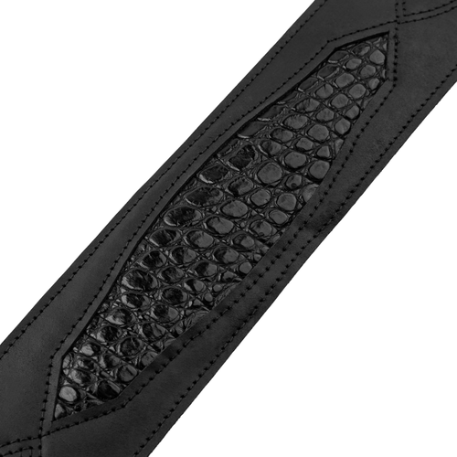 Levys Black Crocodile Leather Guitar Strap