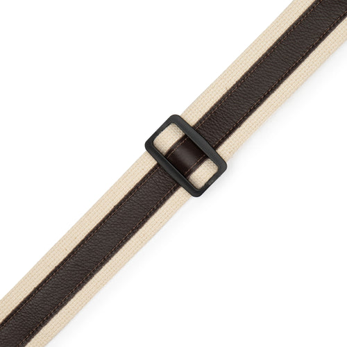 Levys 2” Cotton Combo Guitar Strap, Natural Cotton w/ Dark Brown Leather