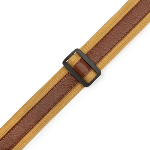 Levys 2” Cotton Combo Guitar Strap, Tan Cotton w/ Tan Leather Strip