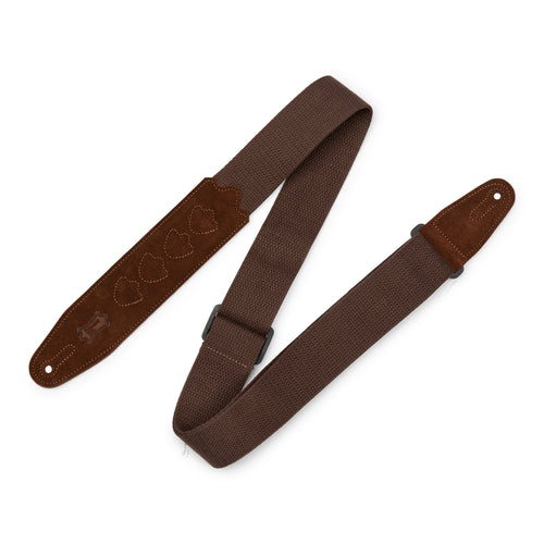Levys MC2PH 2” Cotton Pick Holder Guitar Strap, Brown