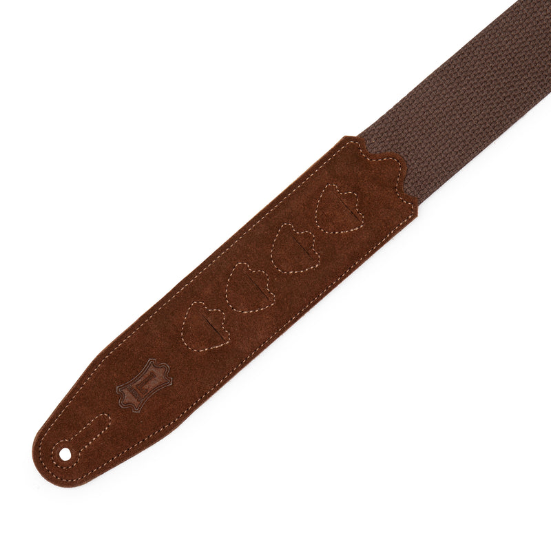 Levys MC2PH 2” Cotton Pick Holder Guitar Strap, Brown