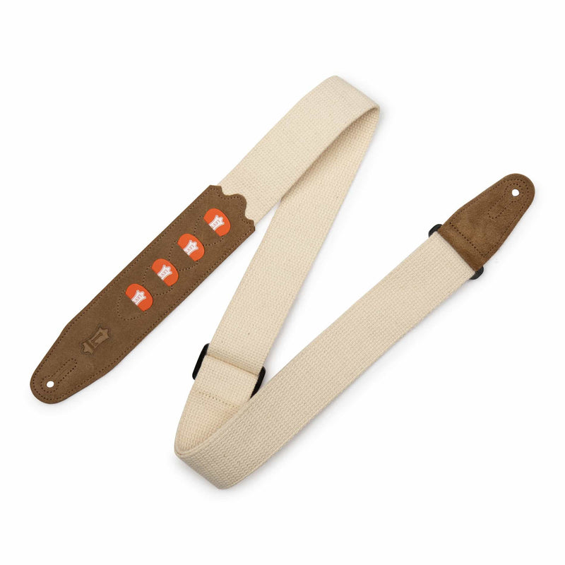 Levys MC2PH 2” Cotton Pick Holder Guitar Strap, Natural