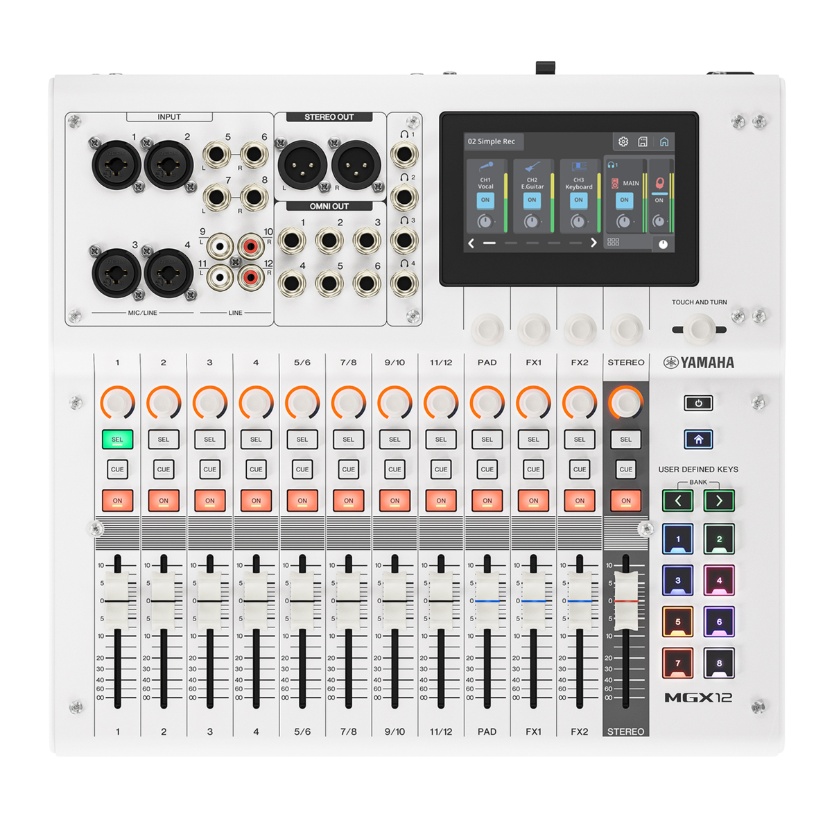 Yamaha MGX12 18-Channel Digital Mixing Console/Dual USB-C Audio Interface, White