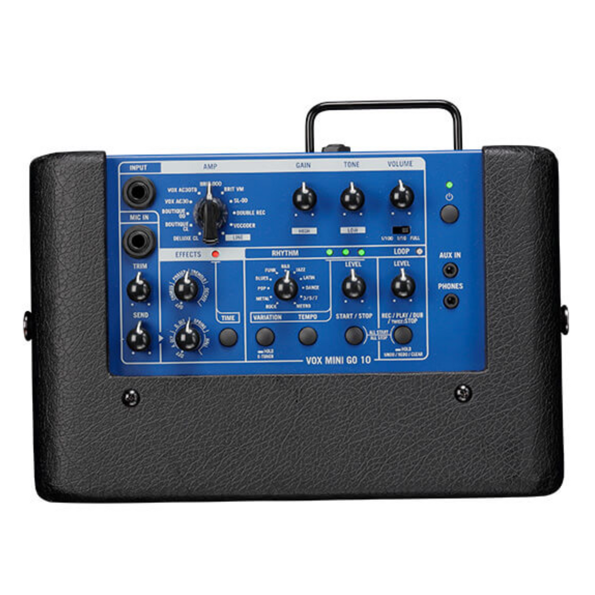 Vox Mini Go 10, 10-Watt Portable Modeling Amplifier, Iron Blue