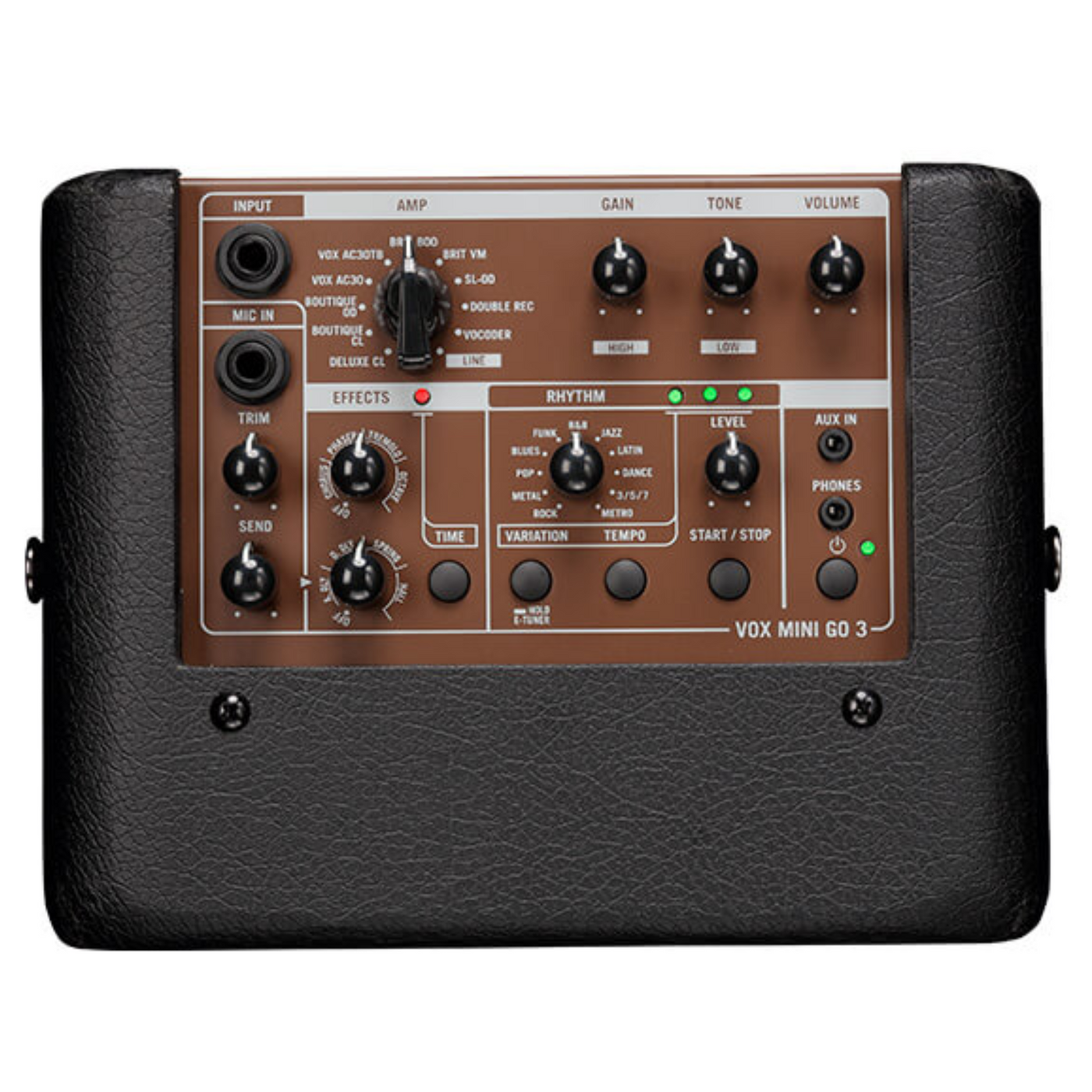 Vox Mini Go 3, 3-Watt Portable Modeling Amplifier, Earth Brown
