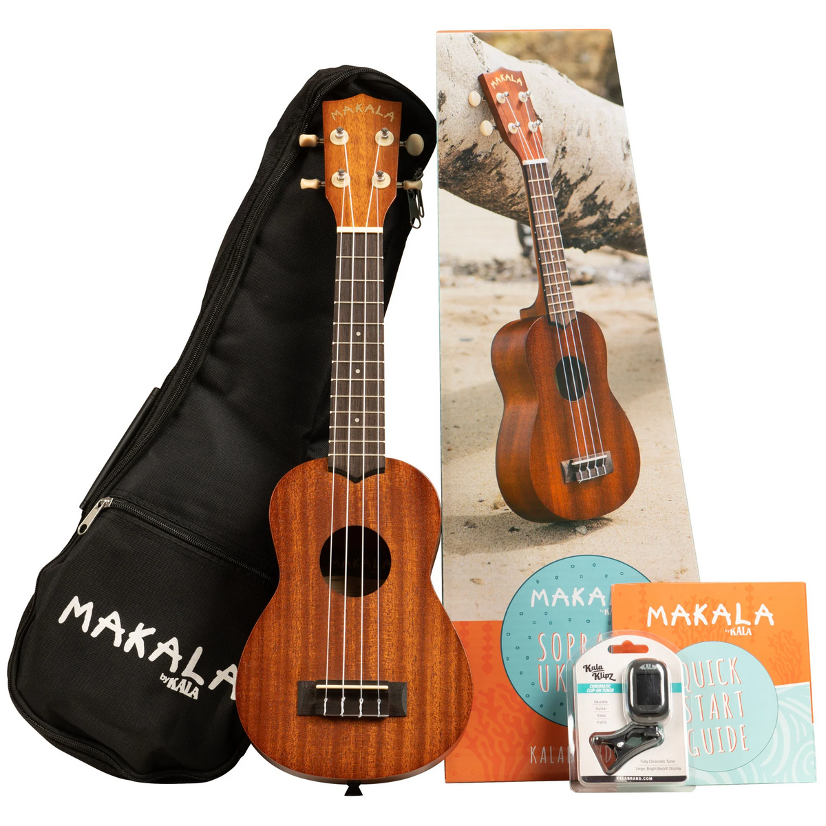 Kala MK-S Makala Soprano Ukulele Pack, All-Mahogany w/ Bag & Tuner
