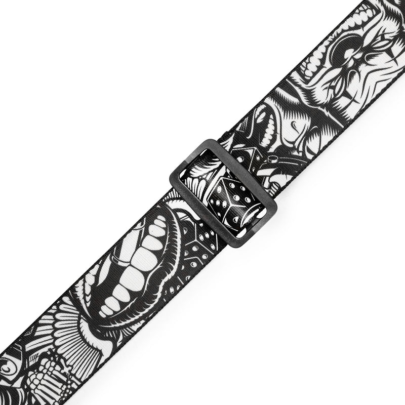 Levys 2” Tattoo Series Poly Guitar Strap, B&W Clowns