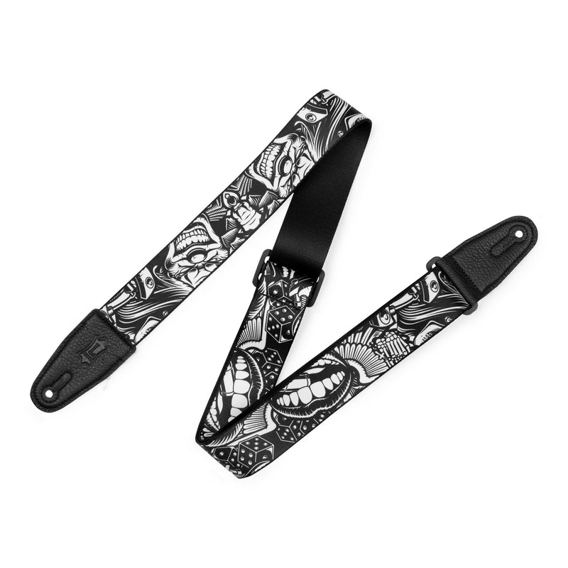 Levys 2” Tattoo Series Poly Guitar Strap, B&W Clowns