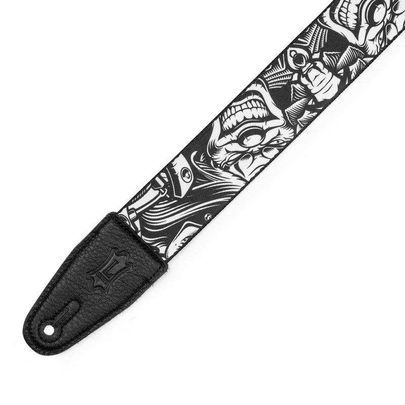 Levys 2” Tattoo Series Poly Guitar Strap, B&W Clowns