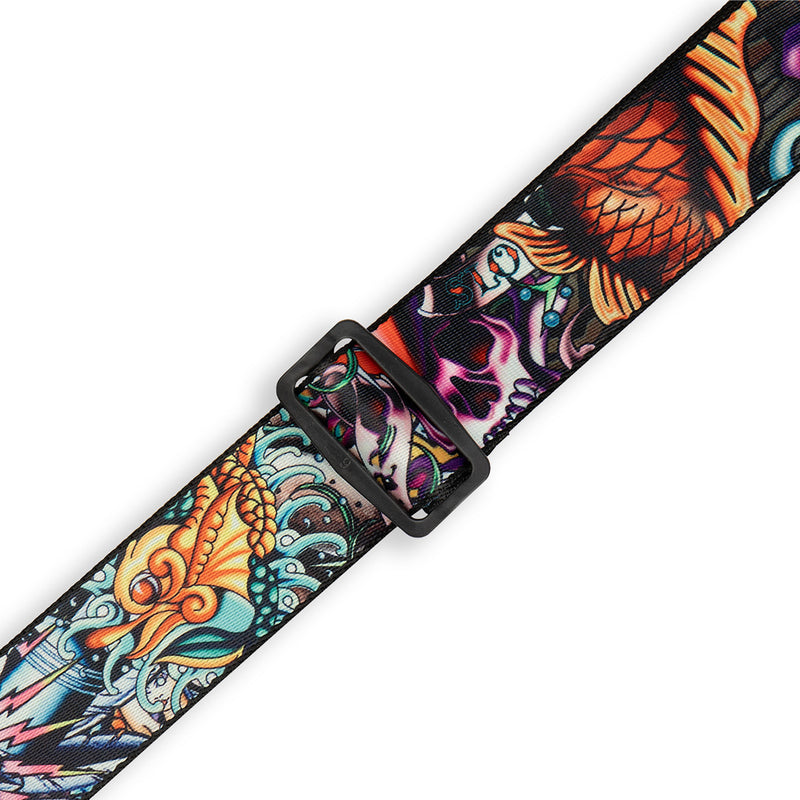 Levys 2” Tattoo Series Poly Guitar Strap, New School Fish