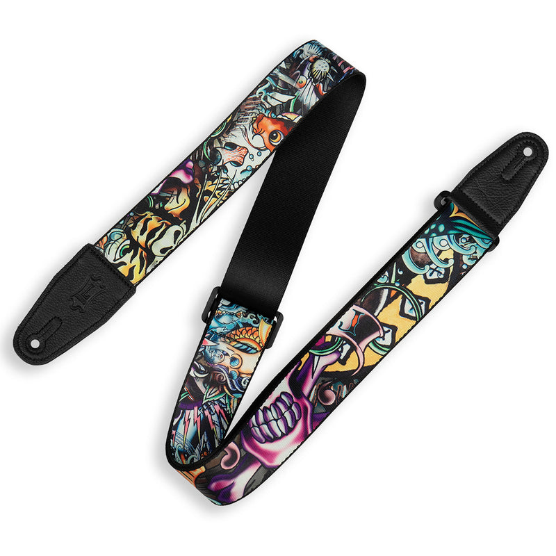 Levys 2” Tattoo Series Poly Guitar Strap, New School Fish