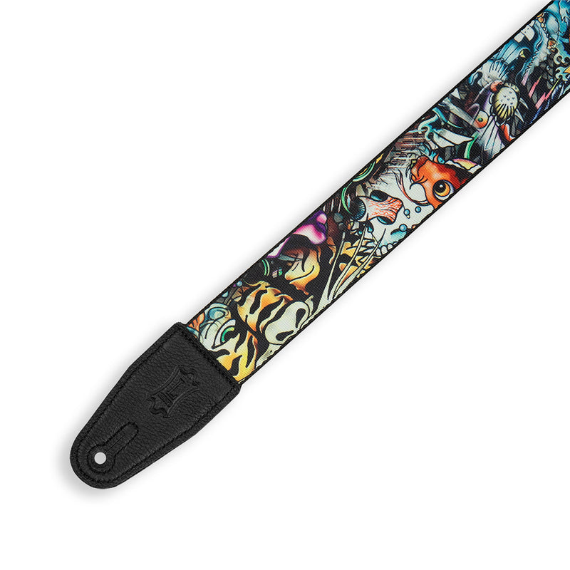 Levys 2” Tattoo Series Poly Guitar Strap, New School Fish